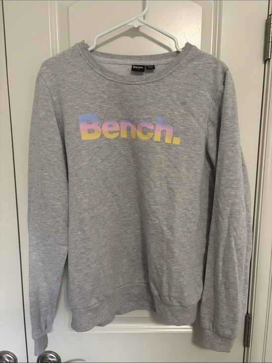 Bench Sweaters - Bench Gray Crewneck Sweatshirt with Pastel Gradient Logo